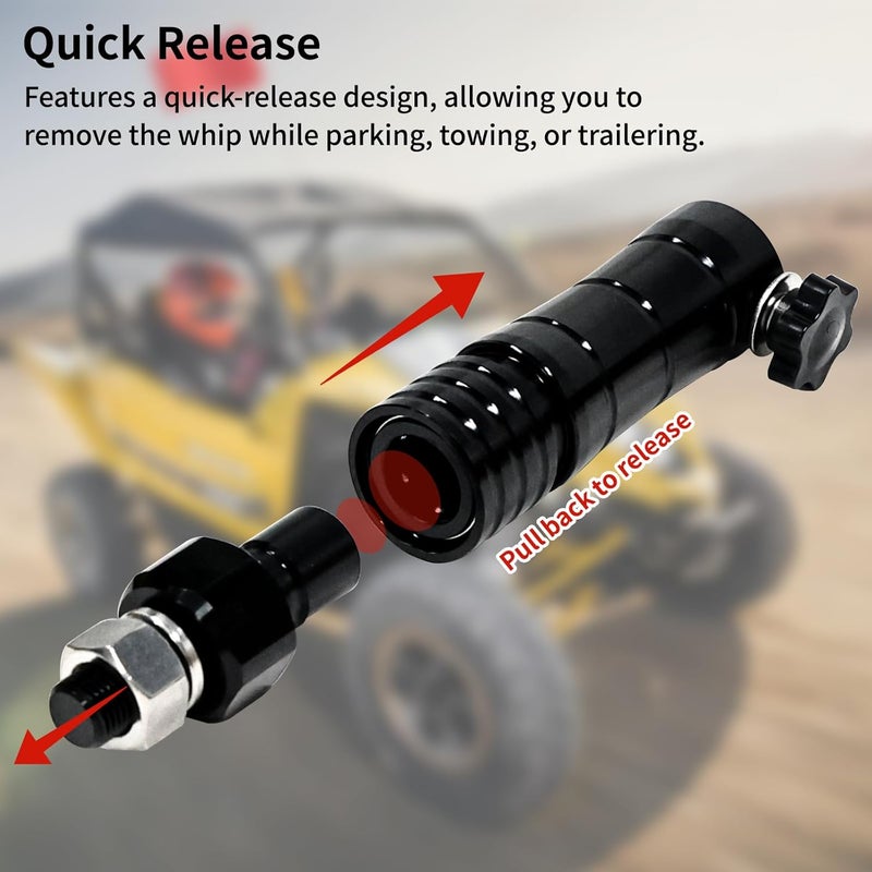 Rawsomes Quick Release Flag Pole Holder - Flag Mount Base for 1/4" & 5/16" Poles - Whip Flags Holder Compatible with UTV ATV Off Road 4 Wheeler Dune Buggy Side By Side SXS Can-Am Maverick Polaris Razor (Black) - Image 3